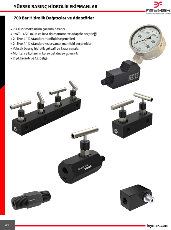 700 bar hidrolik datclar ve adaptrler