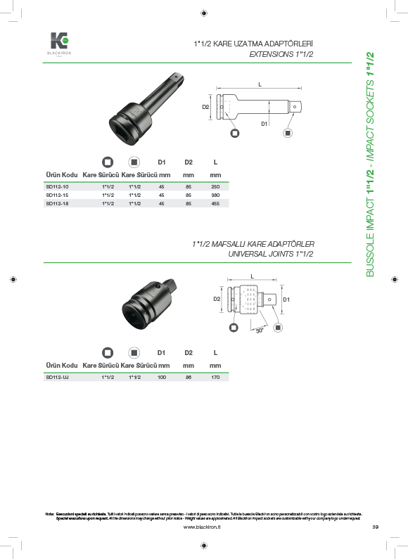 1.1/2 mafsall kare adaptrler