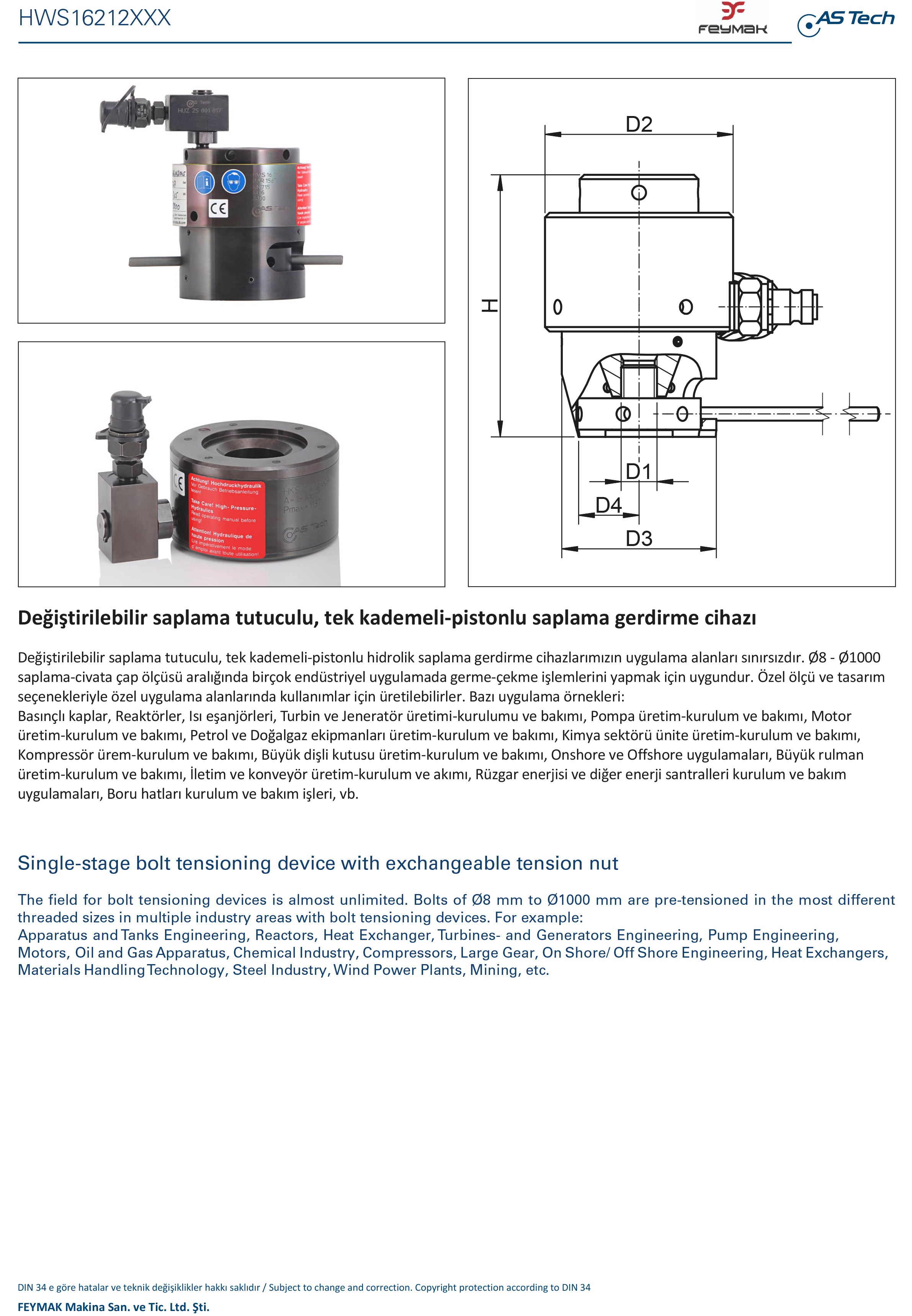 as tech hidrolik saplama gerdirme cihaz hws 16 212 xxx serisi