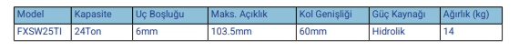 FEY-X 24 Ton Dahili Pompal Hidrolik Flan Ayrc