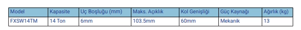 FEY-X 14 Ton Mekanik Flan Ayrc